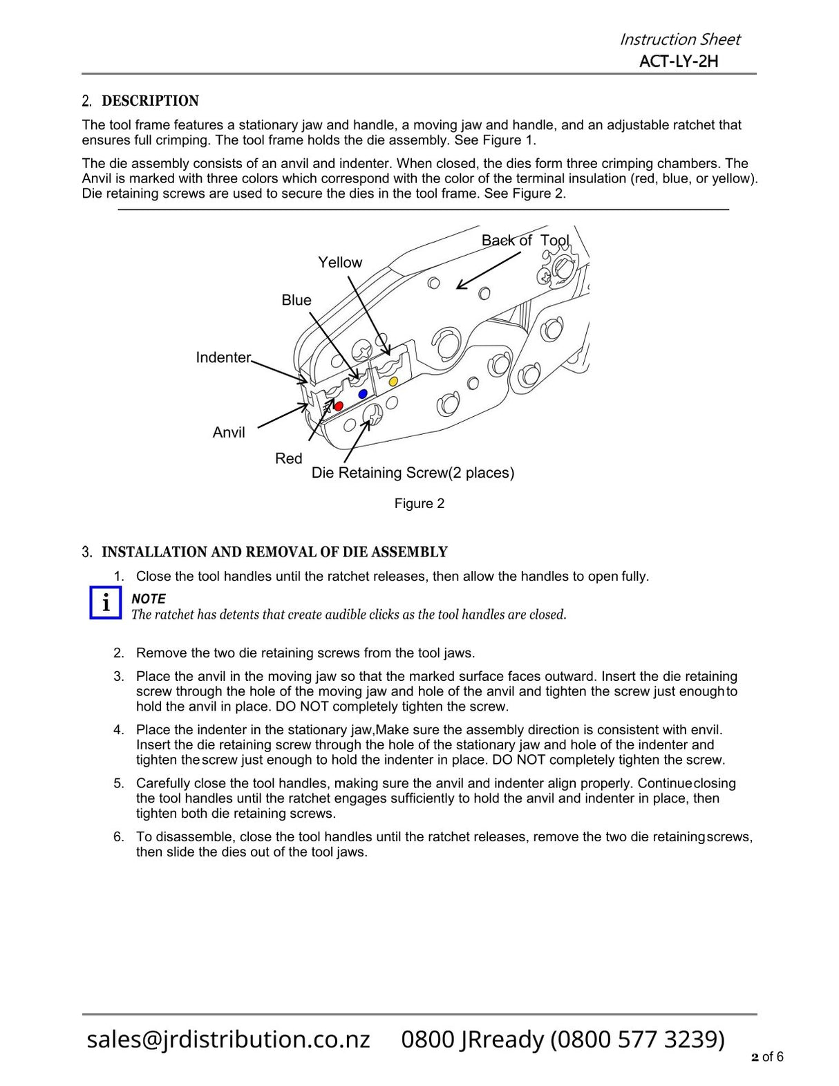 JRready ACT-LY-2H Ratcheting Crimp Tool