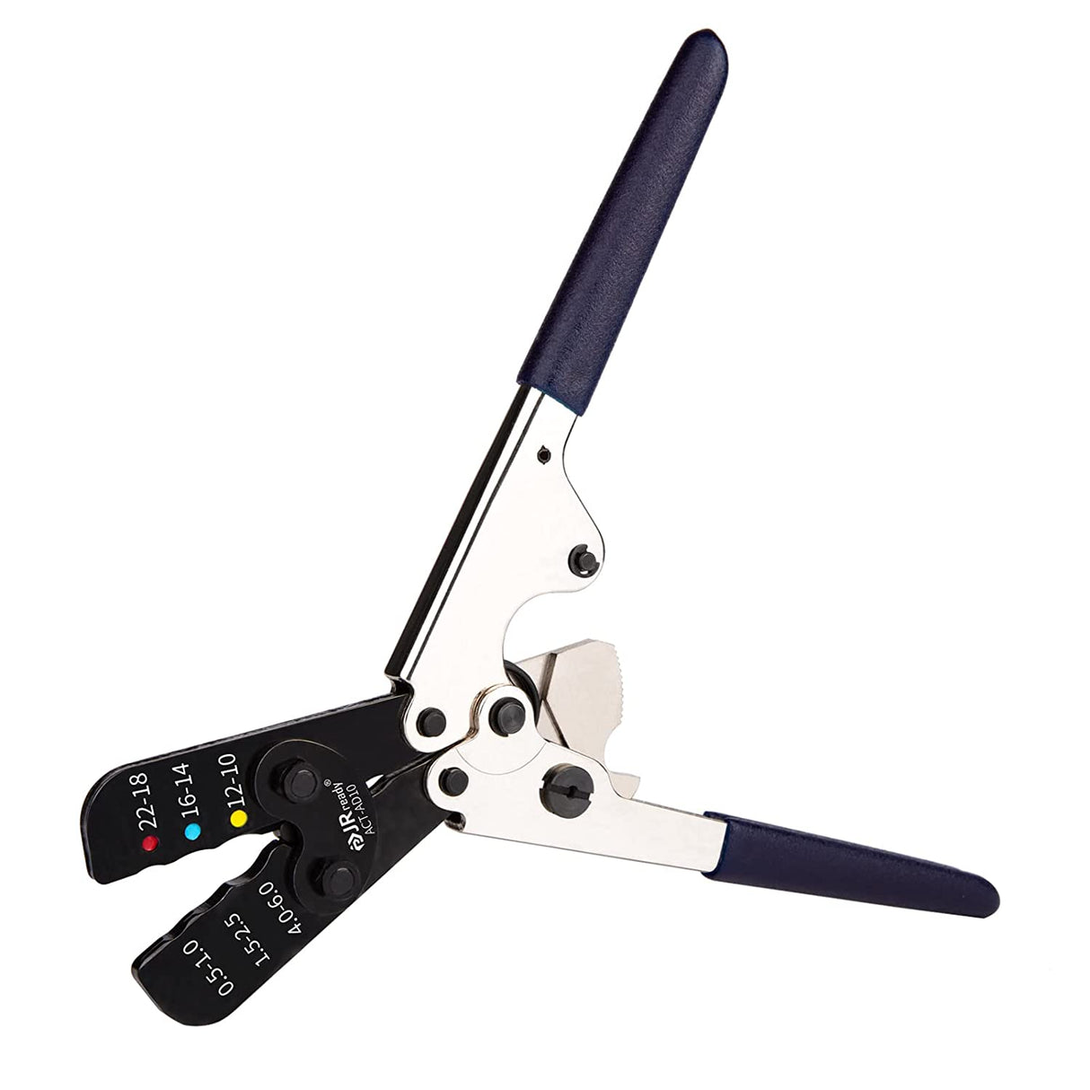 JRready ACT-AD10 Ratcheting Wire Crimp Tool for Heat Shrink connectors, Insulated Terminals and Butt splices in Wire 22-18, 16-14, 12-10AWG