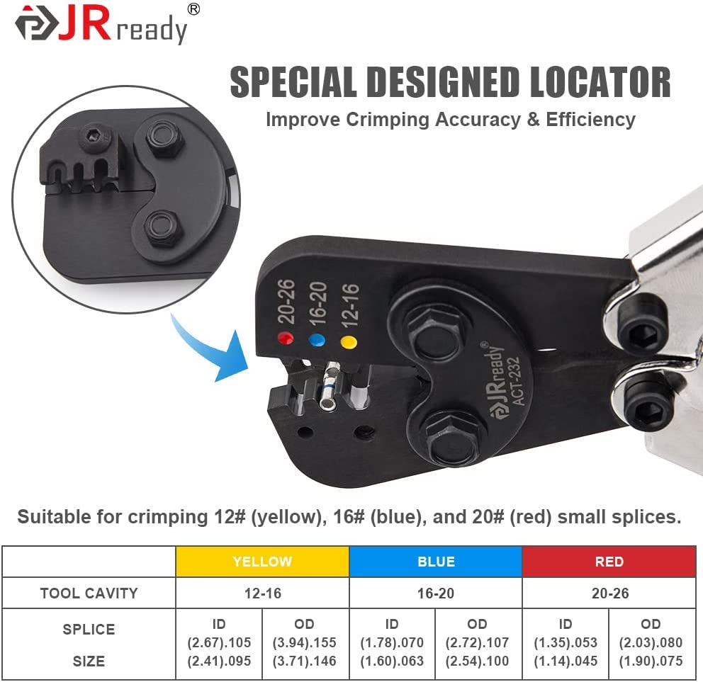 JRready Crimp Tool ACT-232 (M22520/37-01) for Crimping Heat Shrinkable Splices