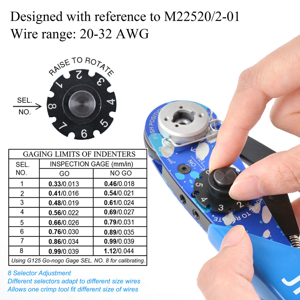 NEW-AS2 JRready Mil-Spec Crimp Tool, M22520/2-01, for Miniature Connectors
