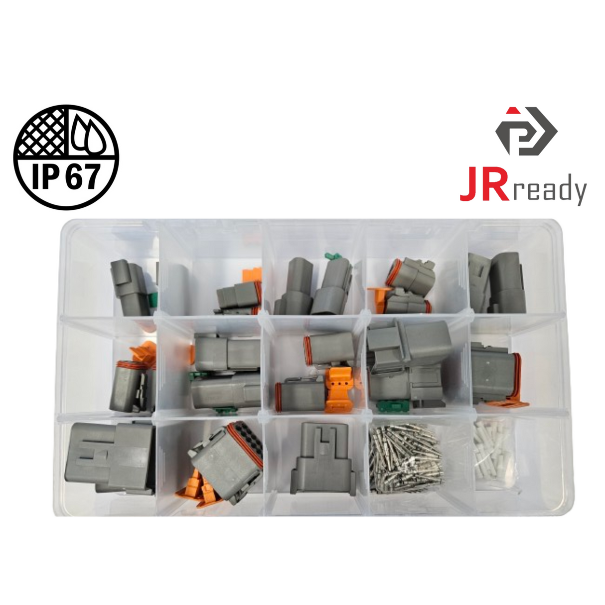 ST6365 JRready Deutsch DT Connector Kit: 2-12 Pins, 2 Pairs of each, 70 Solid Contacts