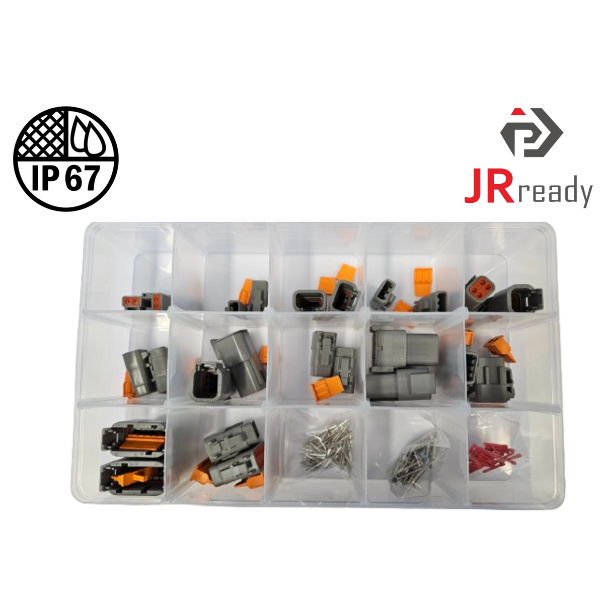 ST6366 JRready Deutsch DTM Connector Kit: 2-12 Pins, 2 Pairs of each, 70 Solid Contacts