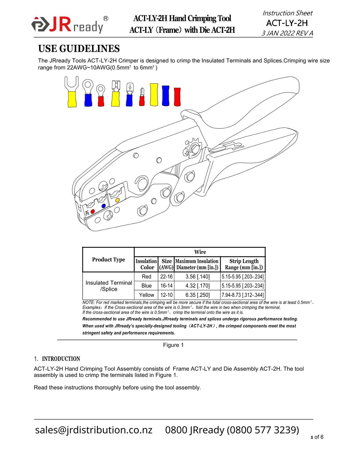 JRready ACT-LY-2H Ratcheting Crimp Tool