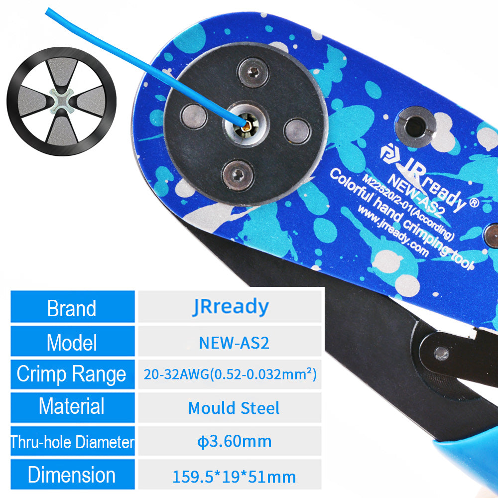 NEW-AS2 JRready Mil-Spec Crimp Tool, M22520/2-01, for Miniature Connectors